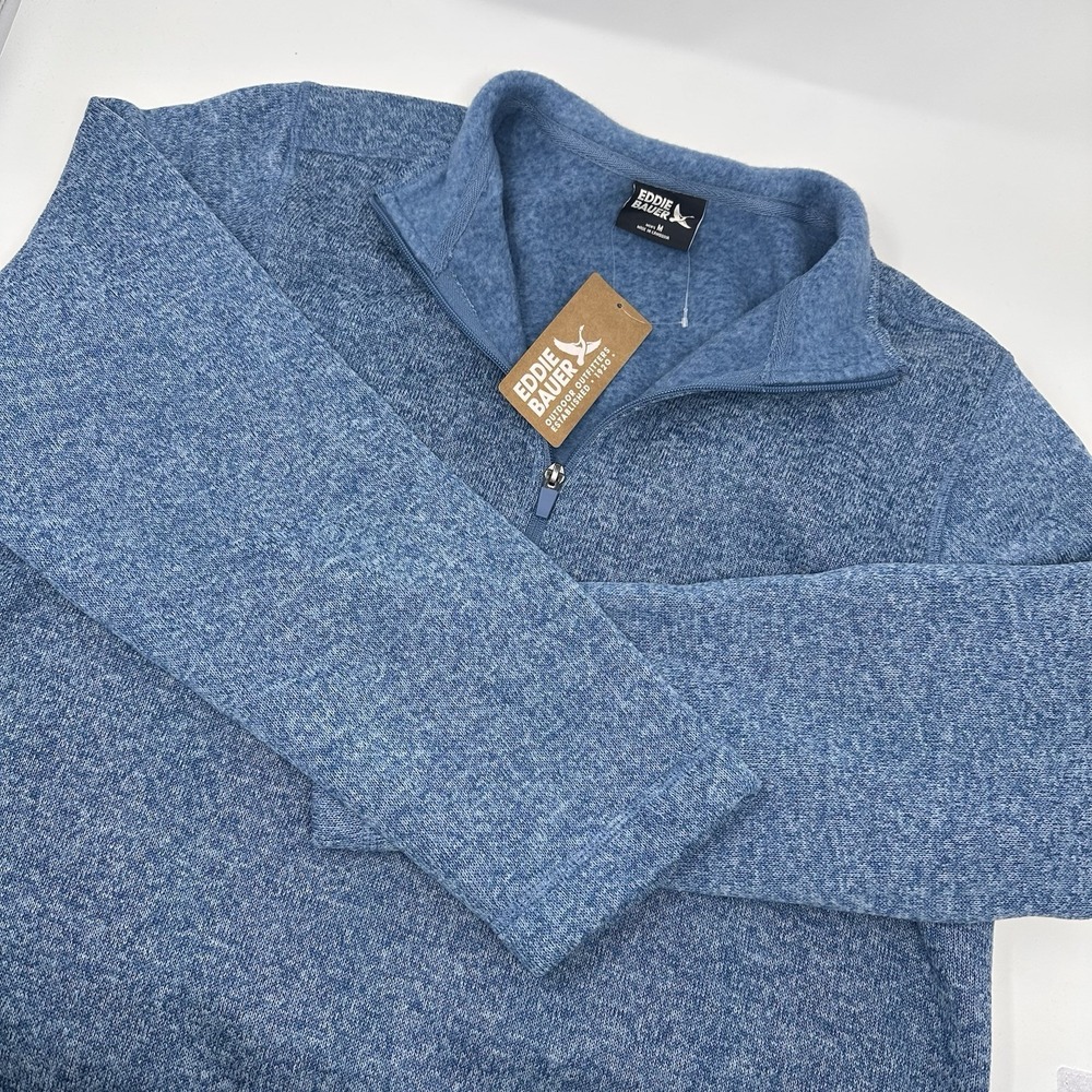 Eddie Bauer Radiator Fleece 1/4 Zip Mens Medium Blue Pullover Sweater NEW